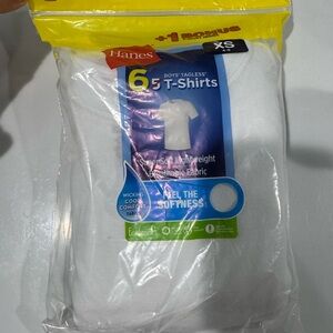 BNWT Hanes Boys' Tagless White T-Shirts 6-Pack